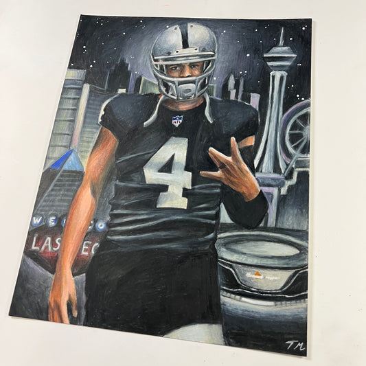 Darek Carr "Raiders Nation" - Original Drawing - Tommy Manning Art