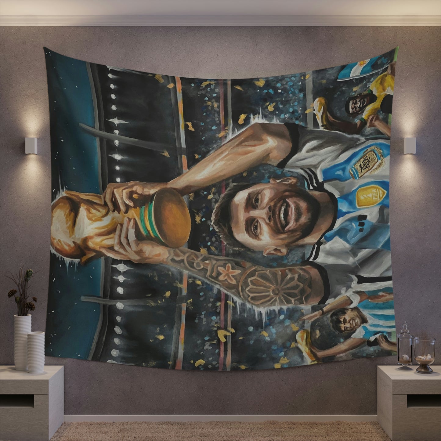 Messi - Tapestry - Tommy Manning Art