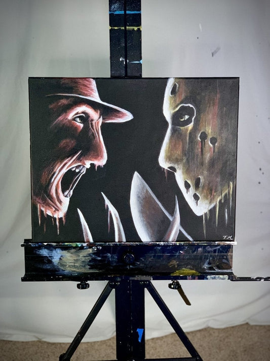 Frxddy V.S. Jxson - Original Painting - Tommy Manning Art