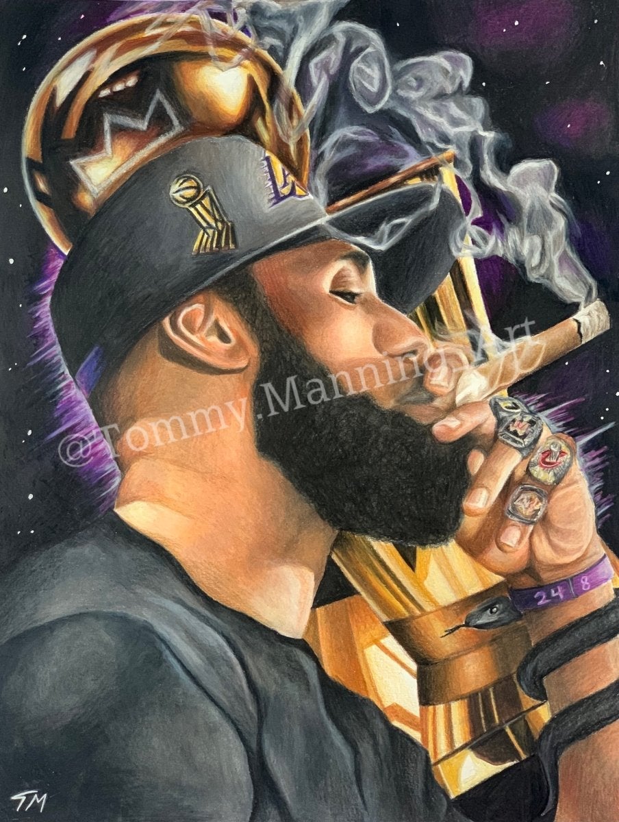KING LXBRON - Original Drawing - Tommy Manning Art