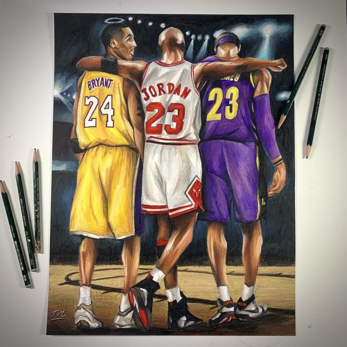 "MJ, KXBE, BRON" - Original Drawing - Tommy Manning Art