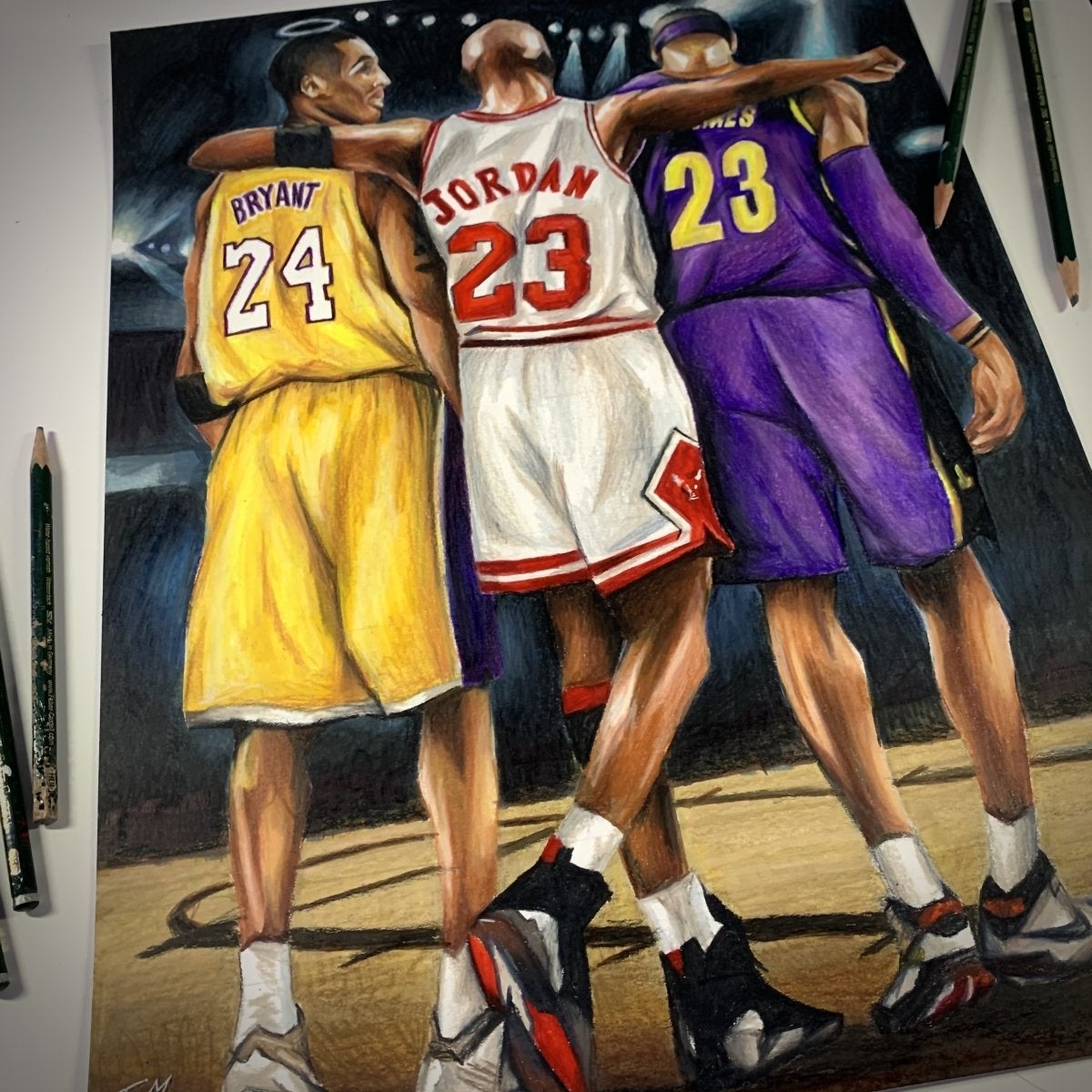 "MJ, KXBE, BRON" - Original Drawing - Tommy Manning Art