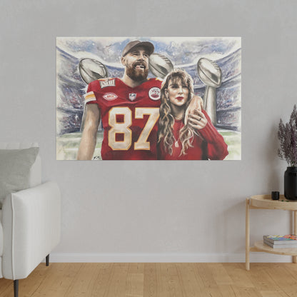 Taylor Swift and Travis Kelce - Canvas Print