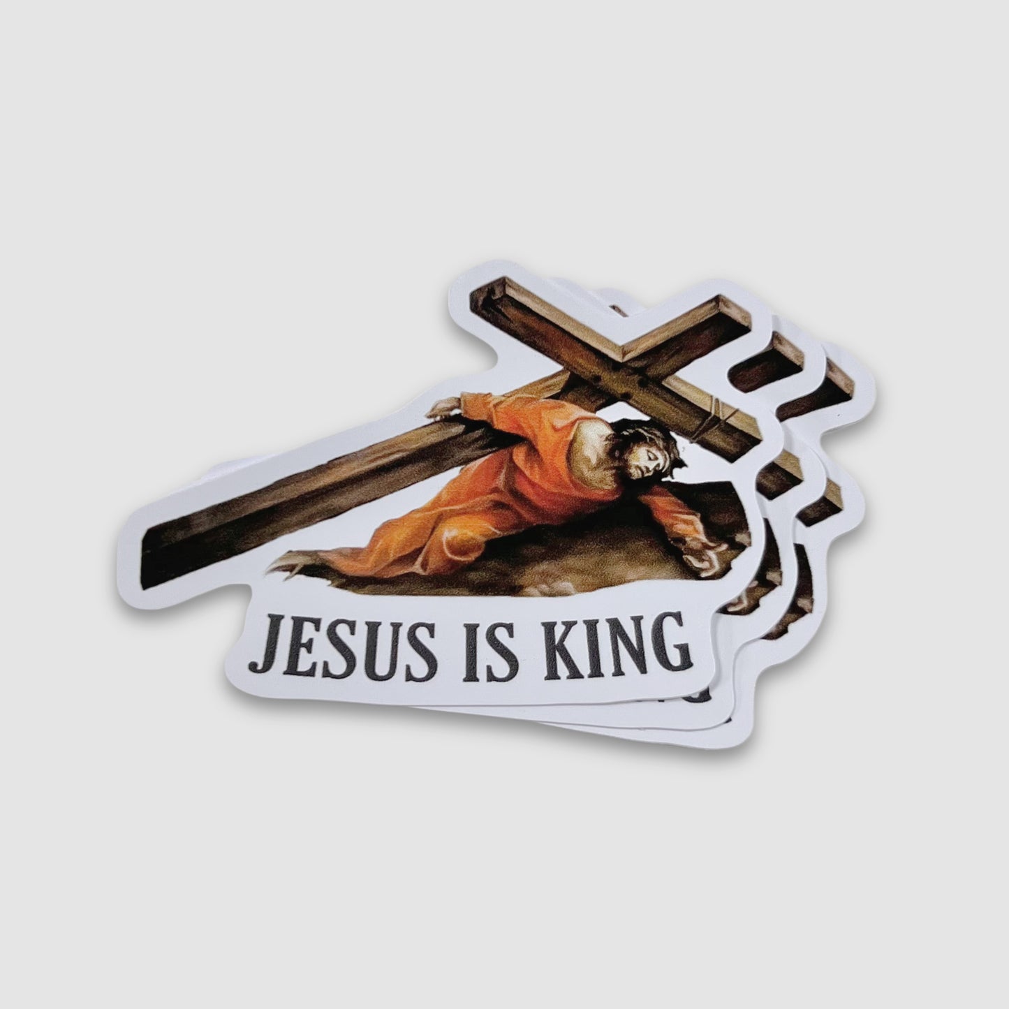 Jesus Carrying the Cross "Jesus Is King" - Sticker