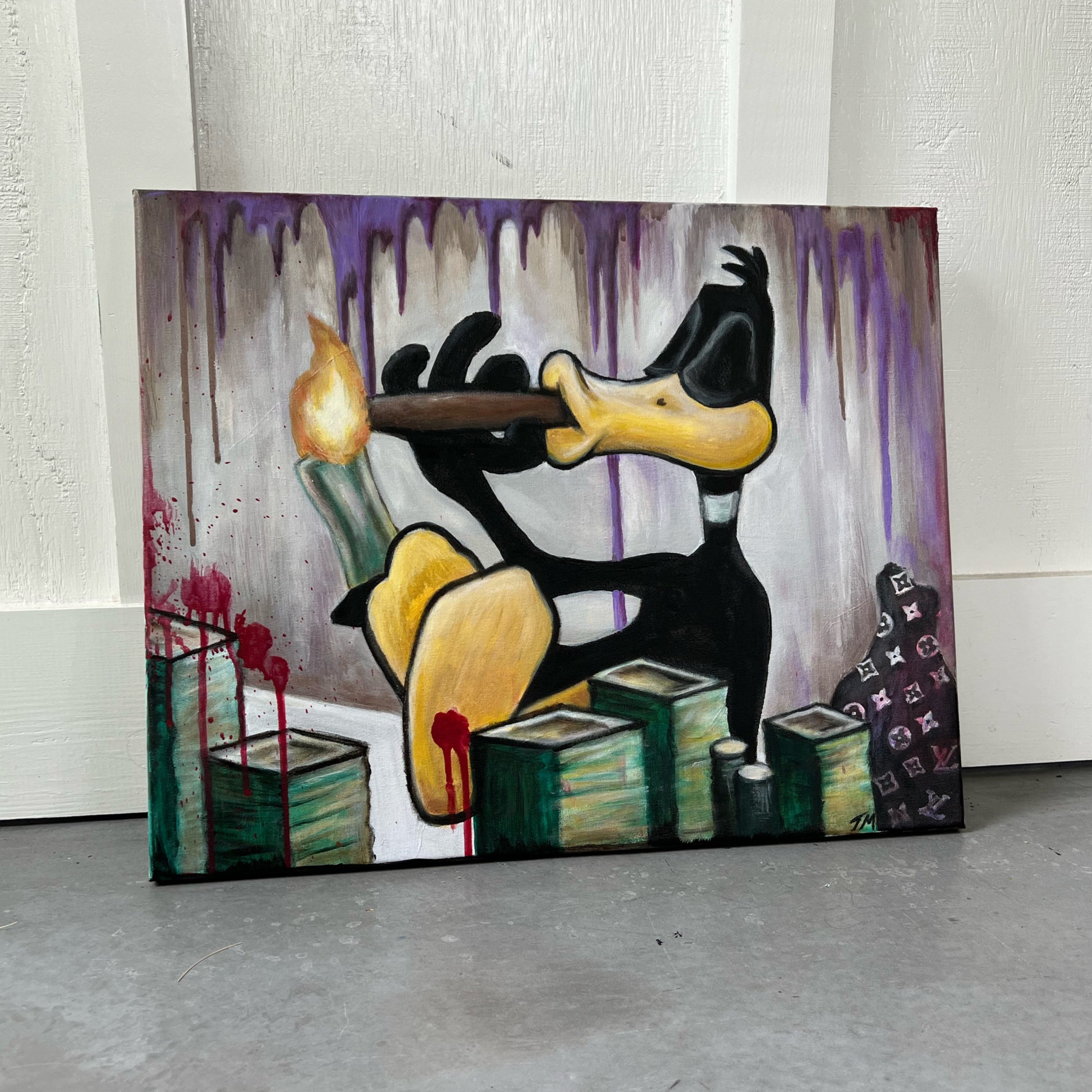 duck smoking cigarette painting Daffy Duck Smoking Money - duck smoking cigarette painting Daffy Duck Smoking Money -
