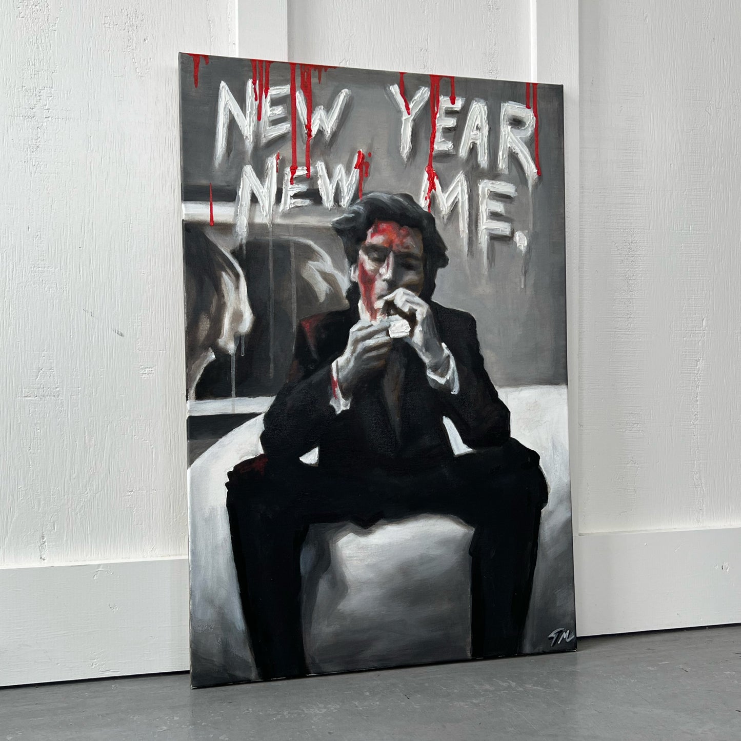 "New Year, New Me" Patrick Bateman American Psycho - Original Painting - 30x20