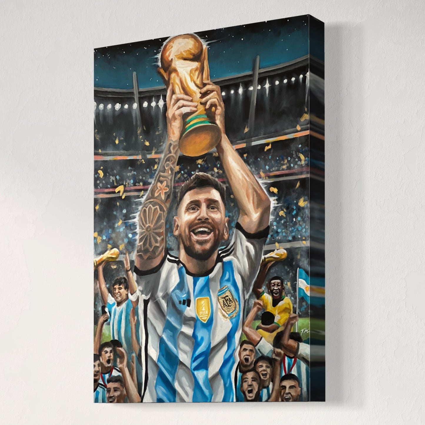 The impressive mural of Maradona and Messi