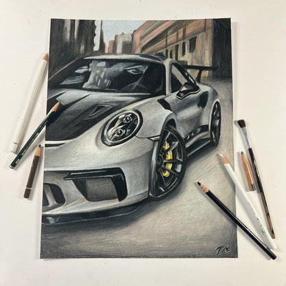 "GT3 RS" - Original Drawing 14x11 - Tommy Manning Art