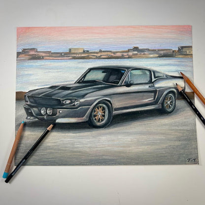 GT 500 - Original Drawing 14x11 - Tommy Manning Art
