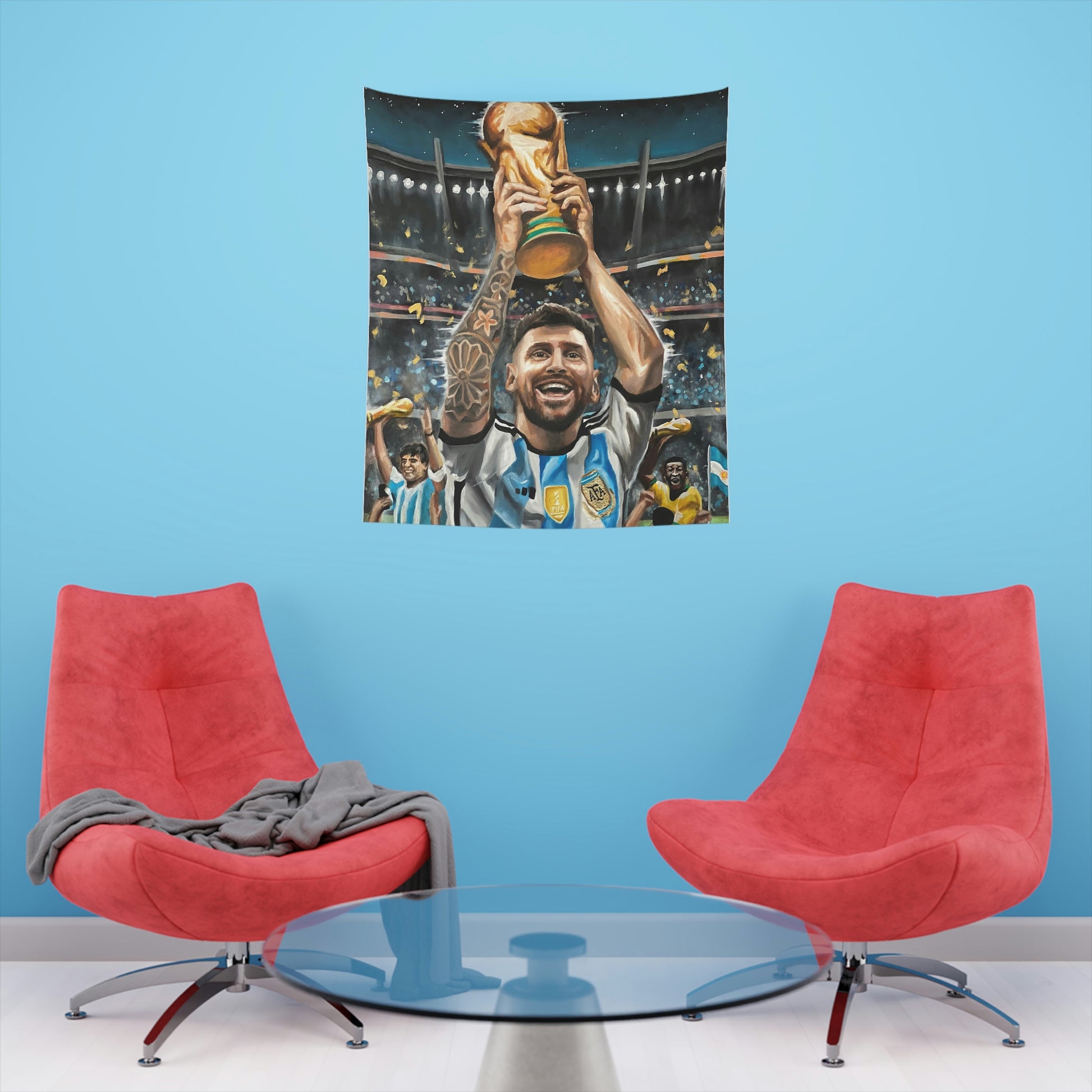 Messi - Tapestry - Tommy Manning Art
