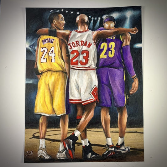 "MJ, KXBE, BRON" - Original Drawing - Tommy Manning Art